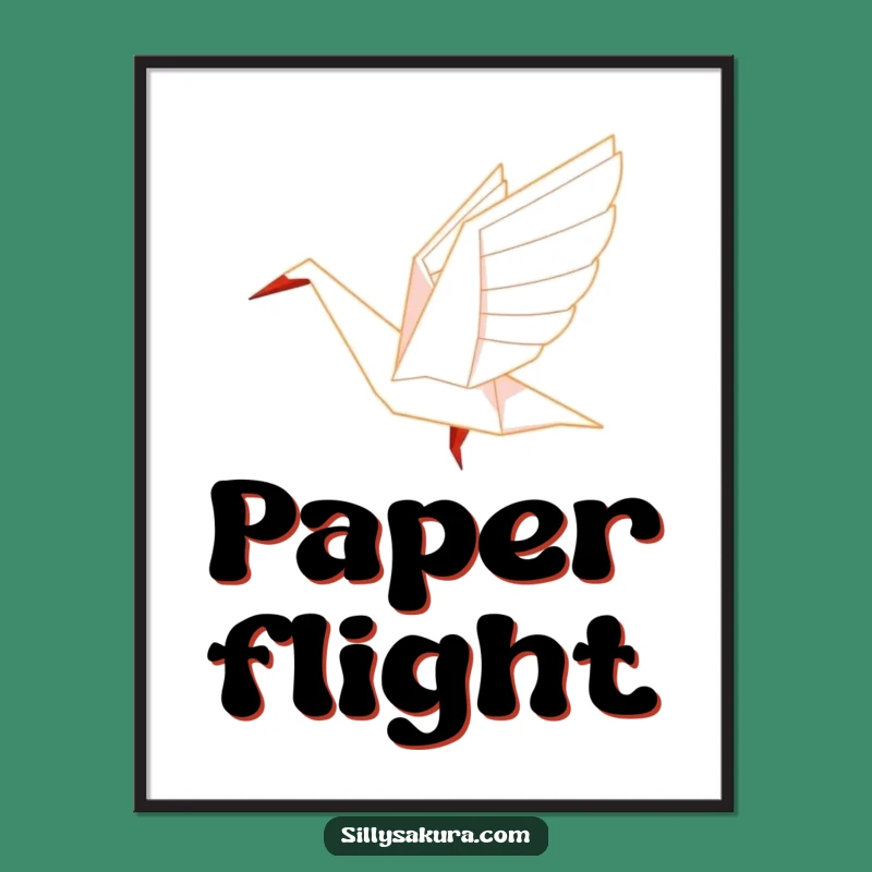 Funny Origami Crane Digital Art Print: Inspiring Flyer Decor