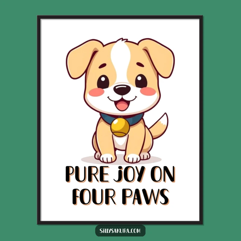 Instant Funny Dog Bell Art: Printable Happy Pup - Downloadable Funny Gift