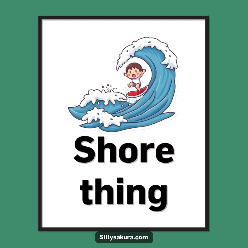 Funny Wave Rider Digital Print: Hilarious Beach Wall Art for Instant Joy