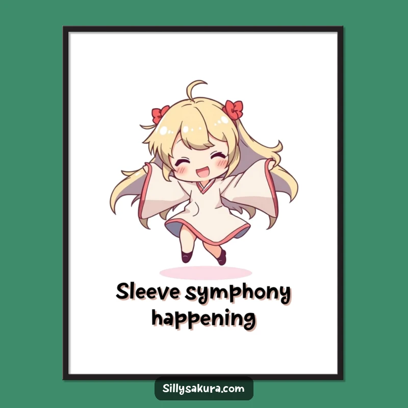 Funny Dancing Character Digital Art: Vibrant Flowing Sleeves for Instant Joy