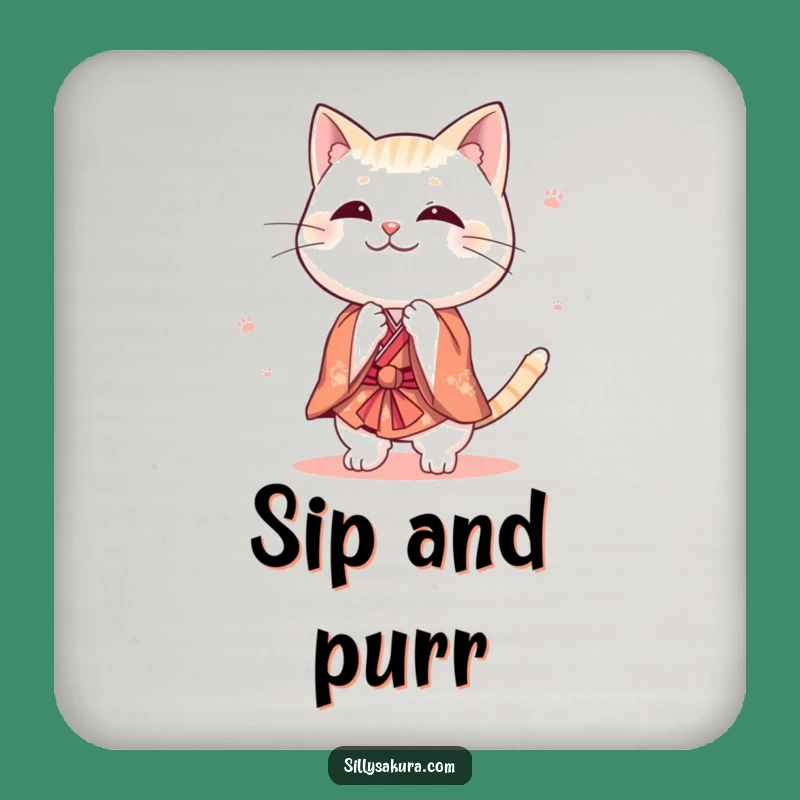 Funny Cat Kimono Coasters - Protect Surfaces with Feline Elegance!