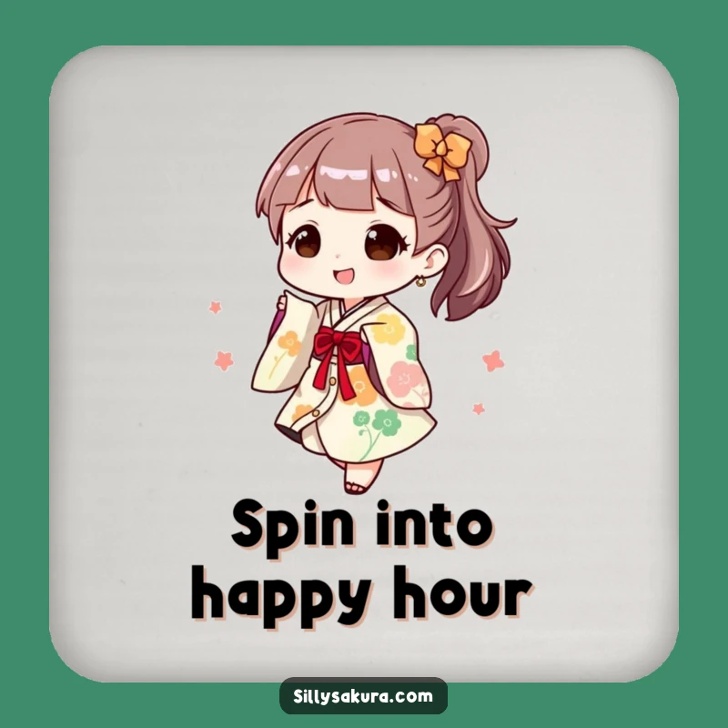 Funny Drink Coaster: Kimono Twirl Protection, Festive Funny Gift