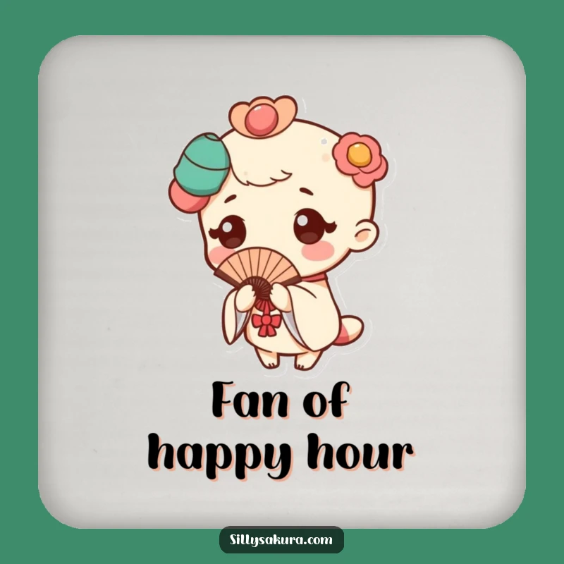 Funny Kawaii Fan Pose Coaster: Protect Surfaces with Humorous Elegance