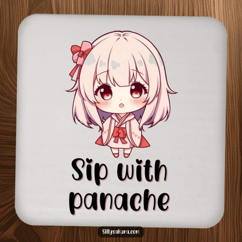Funny Maiko Wig Coaster: A coaster depicting a character playfully wearing a tiny Maiko wig.