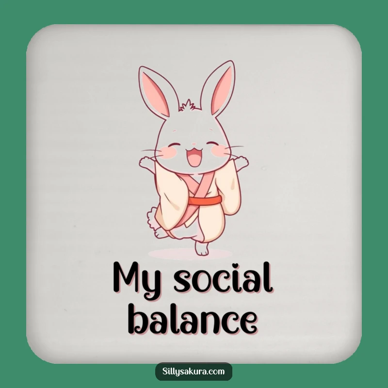 Funny Rabbit Kimono Coaster: Protect Surfaces with Acrobat Charm