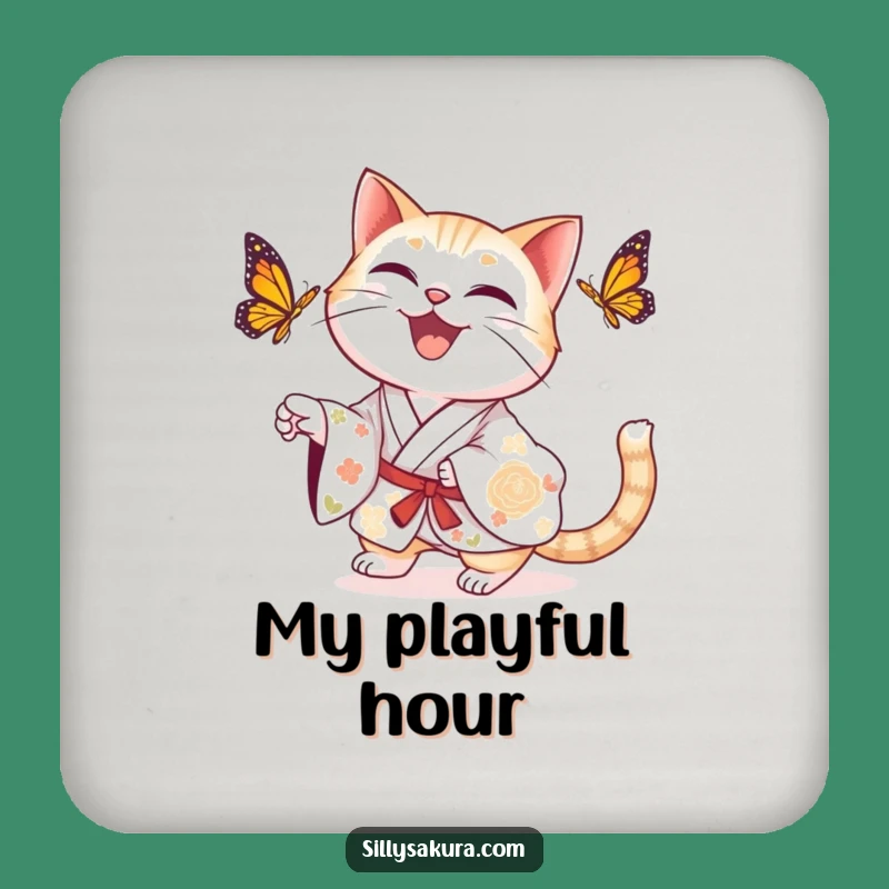Funny Cat Kimono Coaster: Protect Surfaces with Feline Charm