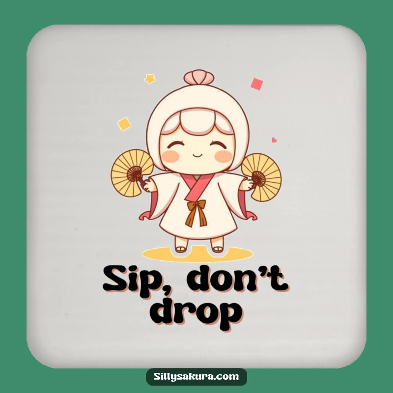 Funny Kokeshi Doll Drink Coaster: Playful Protector, Cute Funny Gift
