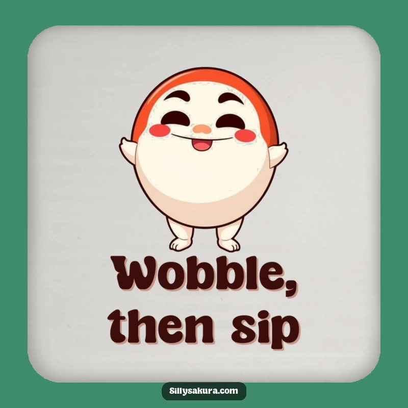 Funny Daruma Doll Drink Coaster: Determined Protector, Unique Funny Gift