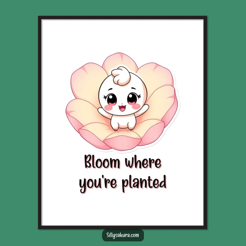 Funny Bouncing Petal Character Poster - Joyful Wall Art Gift