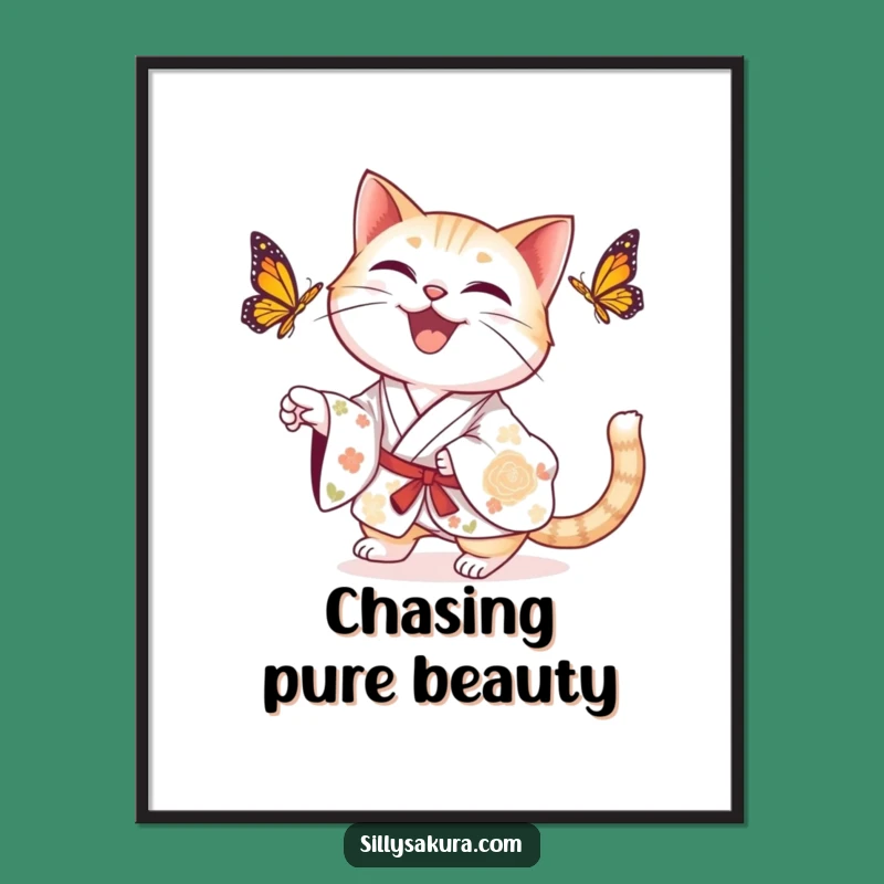 Funny Cat Kimono Poster: Delightful Wall Art for Cat Lovers
