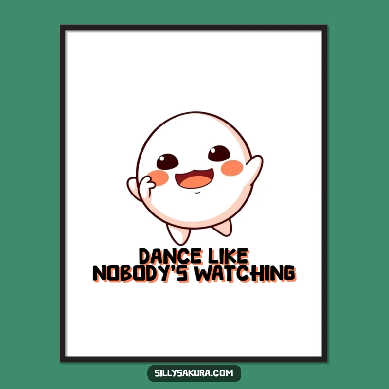 Funny Floating Daruma Poster - Joyful Dancing Doll Art for Walls