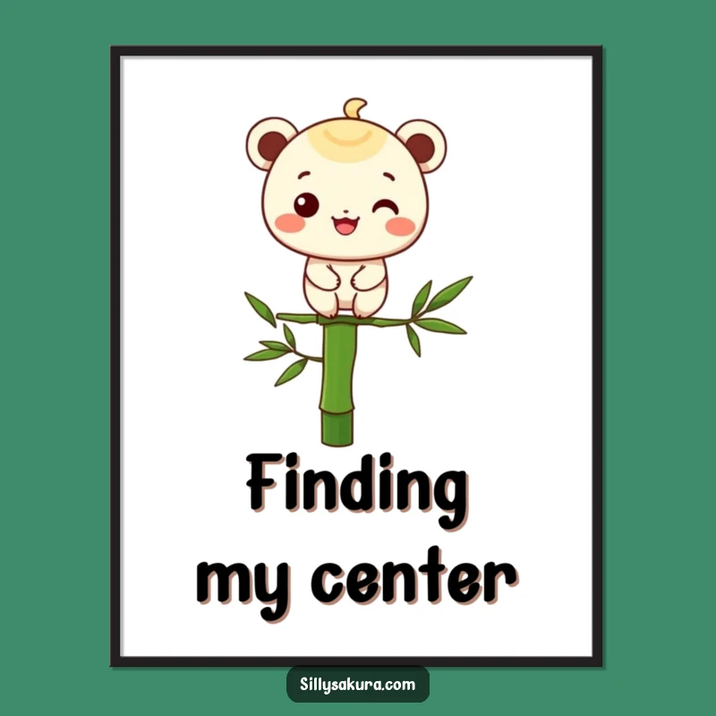 Funny Bamboo Balance Poster: Minimalist Art for a Calm and Cheerful Space