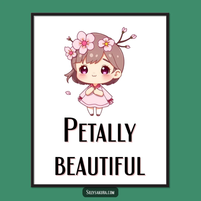 Funny Cherry Blossom Petal Poster: Artistic Wind Character Art