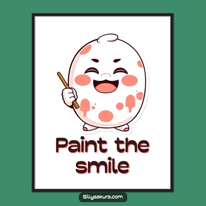 Funny Daruma Smile Poster: Motivational Painter Doll Art