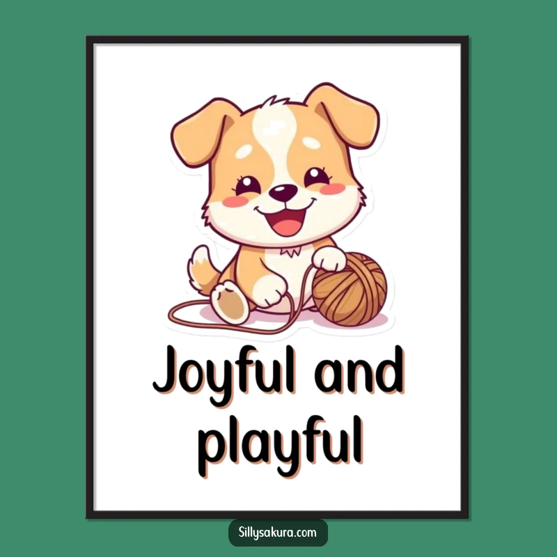 Funny Dog Yarn Poster: Joyful Wall Art Gift for Dog & Craft Lovers