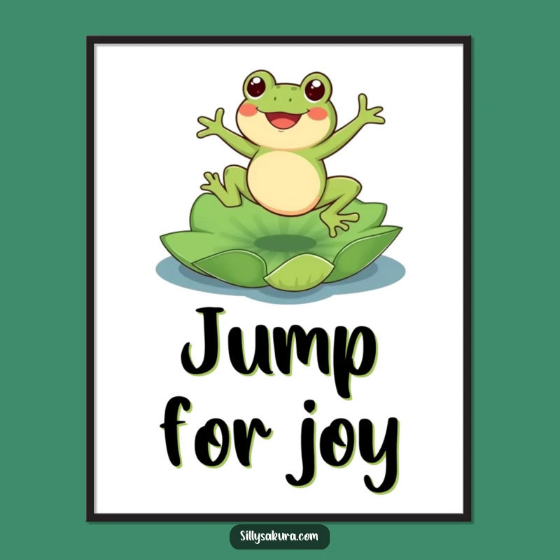 Funny Frog Lotus Poster: Serene Art for a Joyful Space