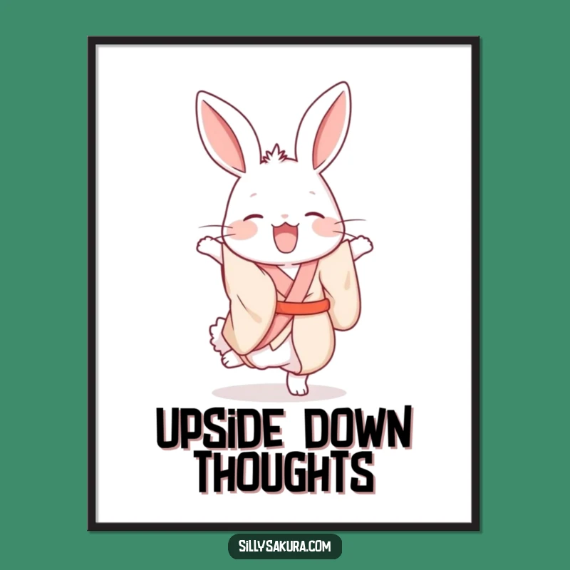 Funny Rabbit Kimono Poster: Hilarious Acrobat Wall Art