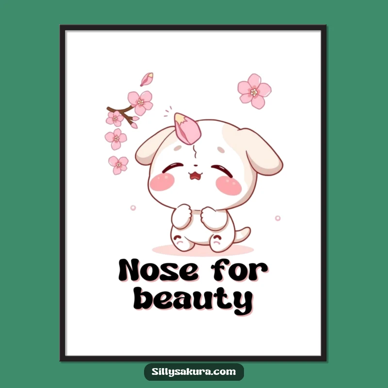 Funny Sakura Petal Nose Poster - Whimsical Wall Art