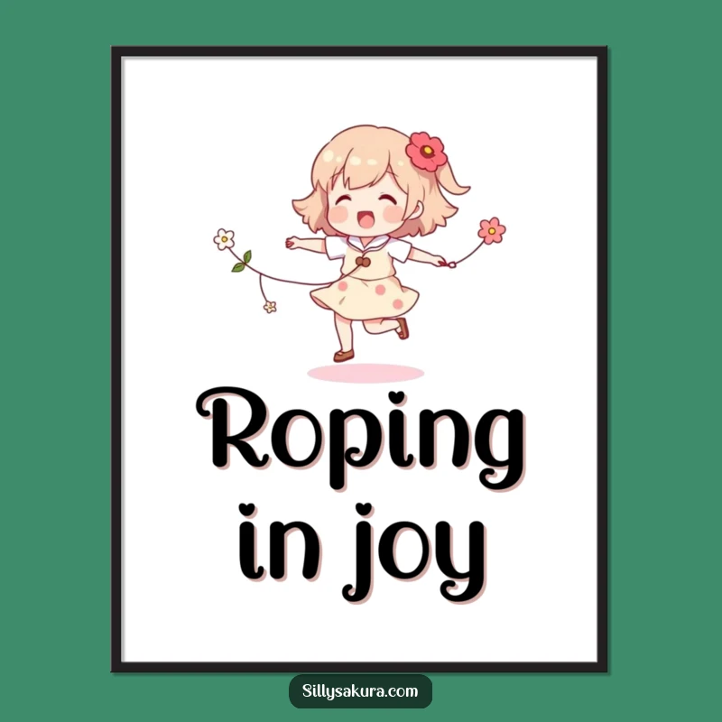 Funny Skipping Character Poster: Brighten Your Walls with Floral Joy
