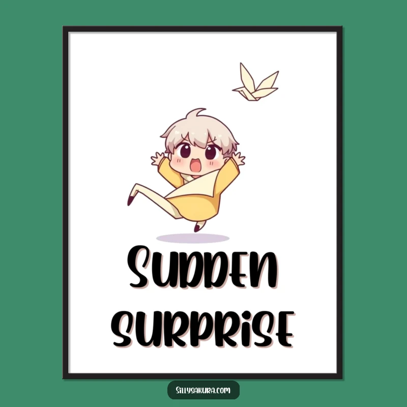 Funny Surprised Character Poster: Wind Gust Humor, Perfect Unexpected Wall Art Gift