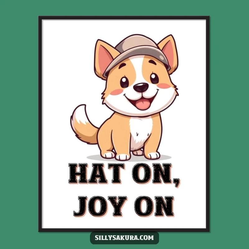 Funny Dog Hat Poster: Adorable Art Print for Home Decor Cheer