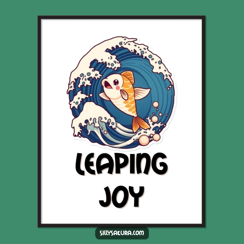 Funny Koi Fish Wave Poster: Dynamic Aquatic Art Print