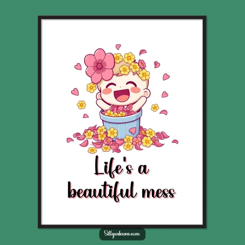 Funny Laughing Petal Spill Character Poster - Vibrant Wall Art Gift