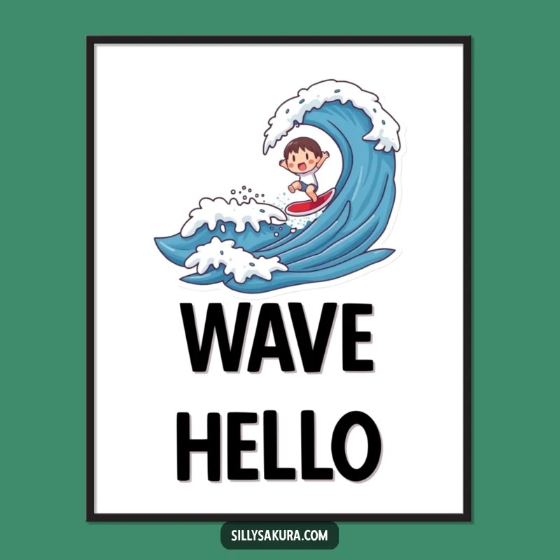 Funny Wave Rider Poster: Hilarious Beach Art for Coastal Homes