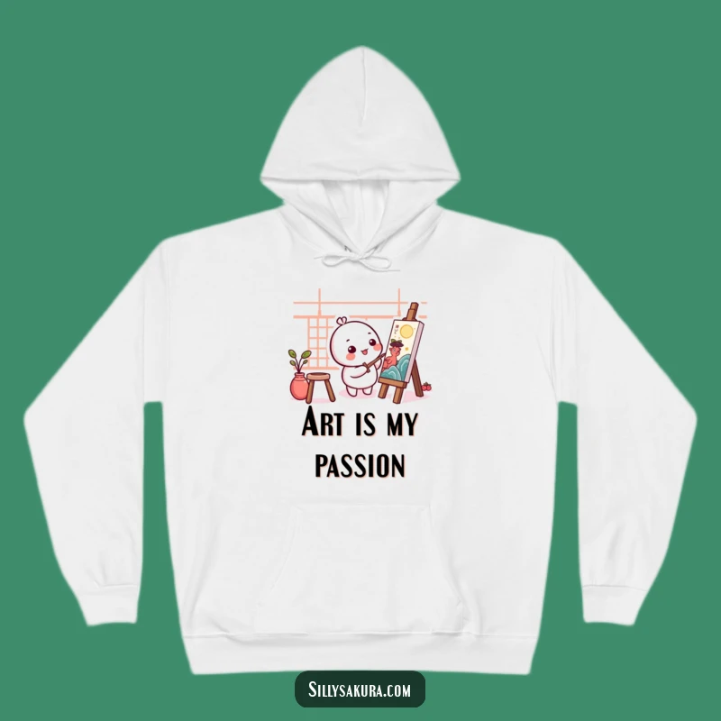 Funny Kawaii Artist Hoodie - Cozy Painting Character for Creative Comfort