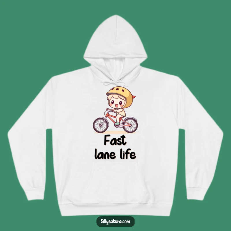 Funny Cozy Hoodie: Excited Character's Bike Ride Comfort, The Ultimate Funny Gift