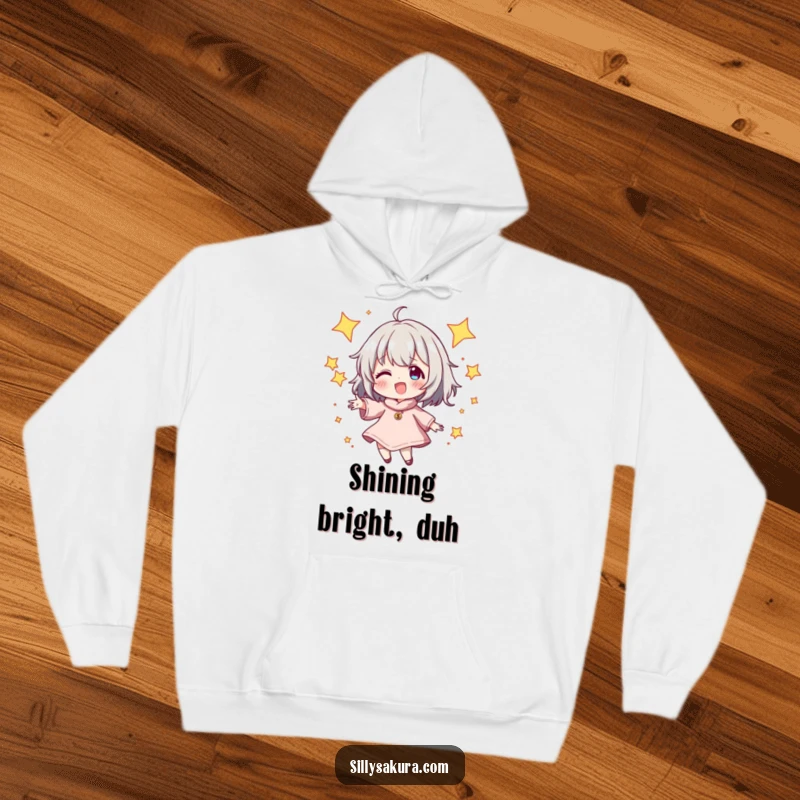 Funny Hoodie featuring a character energetically juggling sparkling stars, perfect for cozying up with cosmic warmth and a humorous touch, a great gift.