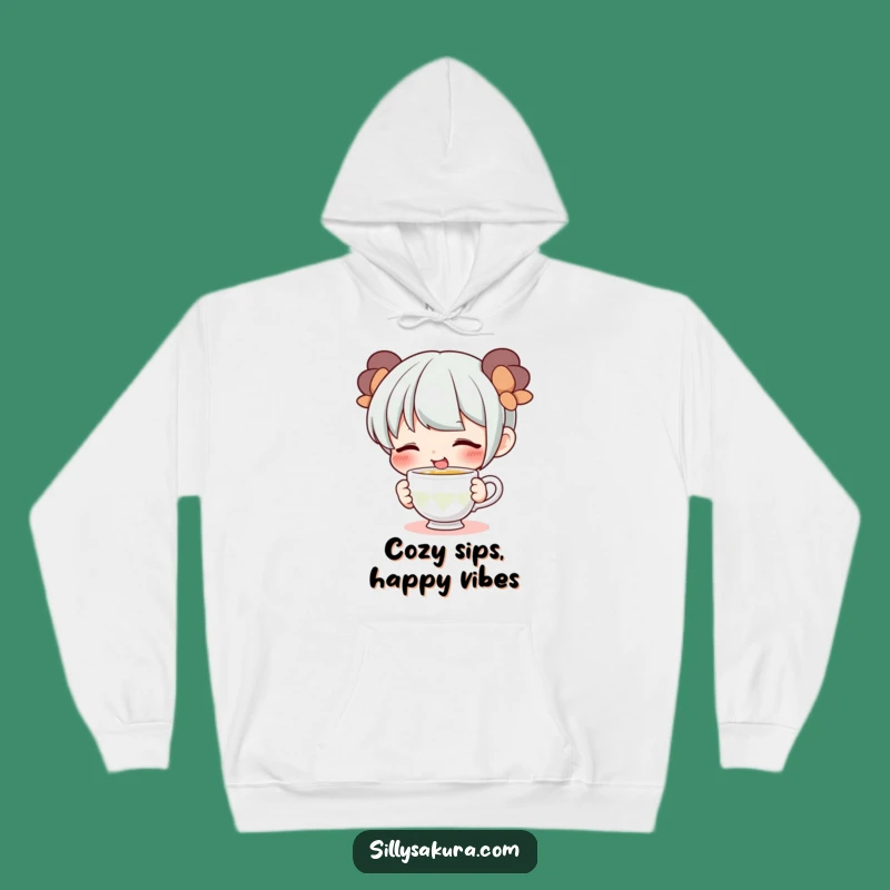 Funny Teacup Sipping Character Hoodie - Cozy & Playful Gift