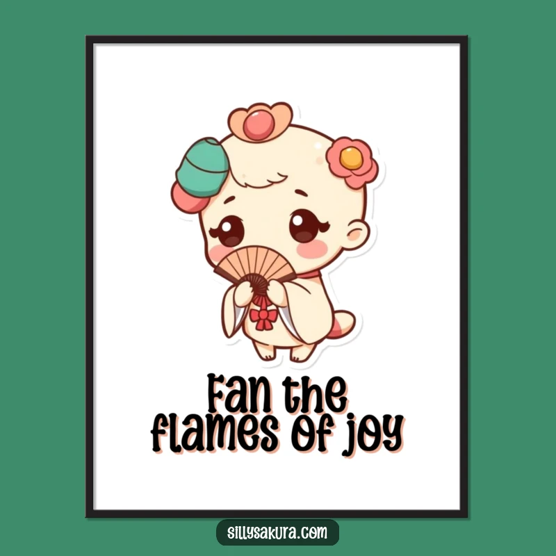 Funny Free Printable Wall Art: Kawaii Fan Dancer - Elegant & Quirky Downloadable Decor!