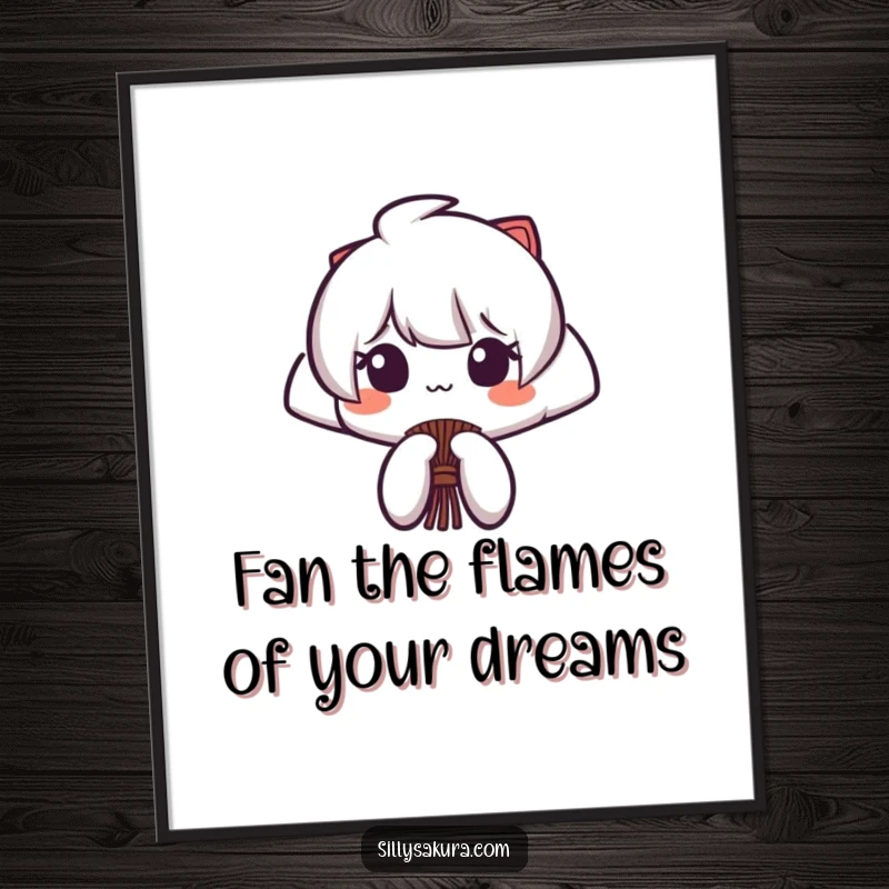 Funny Free Printable Wall Art featuring a small Japanese fan character opening and closing with a stylish, dynamic flourish, adding artistic flair.