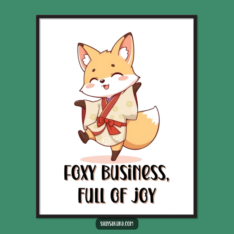 Free Printable Wall Art: Funny Fox Kimono Cartwheel - Energetic Decor