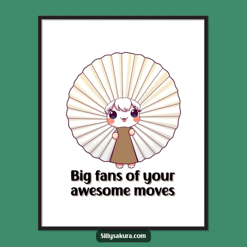 Free Printable Wall Art: Smiling Fan Peek, Quirky Downloadable Decor