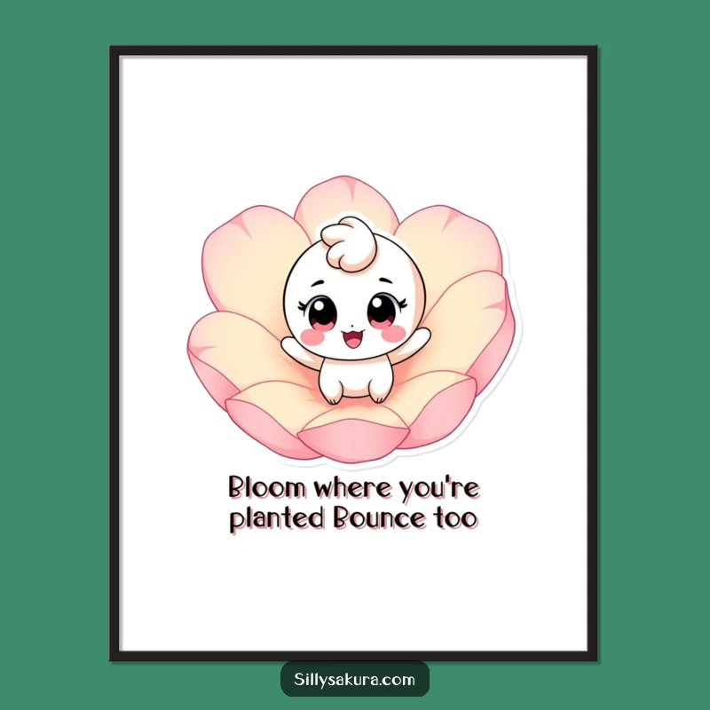 Funny Free Printable Wall Art: Bouncing Petal Character Downloadable Art