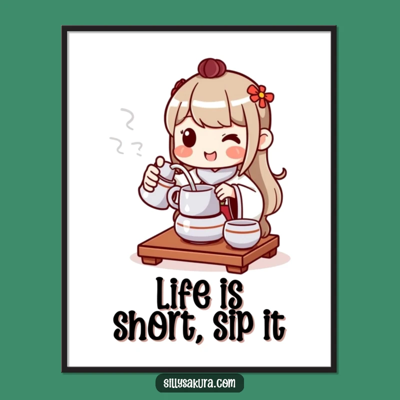 Funny Free Printable Wall Art: Cheerful Tea Character - Peaceful Downloadable Decor!