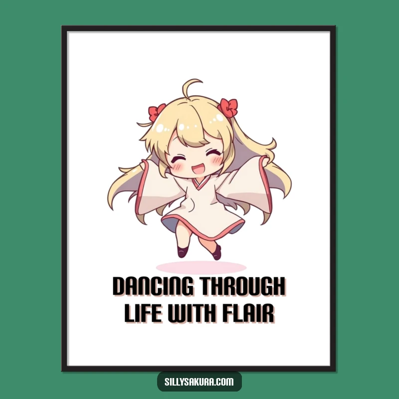 Funny Free Printable Wall Art: Joyful Dancing Character, Whimsical Downloadable Home Decor