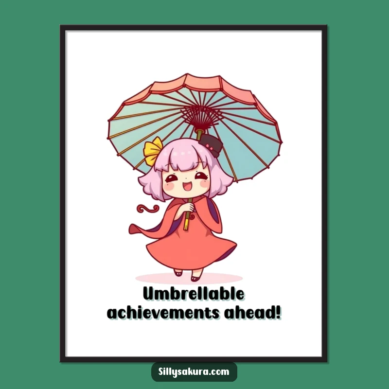 Funny Free Printable Wall Art: Kawaii Umbrella Dancer, Whimsical Downloadable Decor