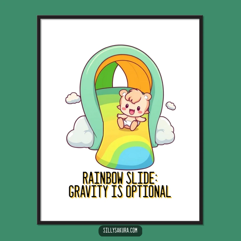 Funny Free Printable Wall Art: Rainbow Slider, Whimsical Downloadable Decor for a Magical Space