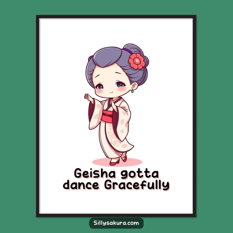 Funny Geisha Dance Free Printable Wall Art - Downloadable Humorous Art for Your Home