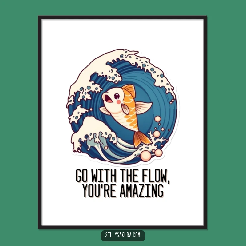 Funny Free Printable Wall Art: Leaping Koi Energy - Downloadable Decor Gift!