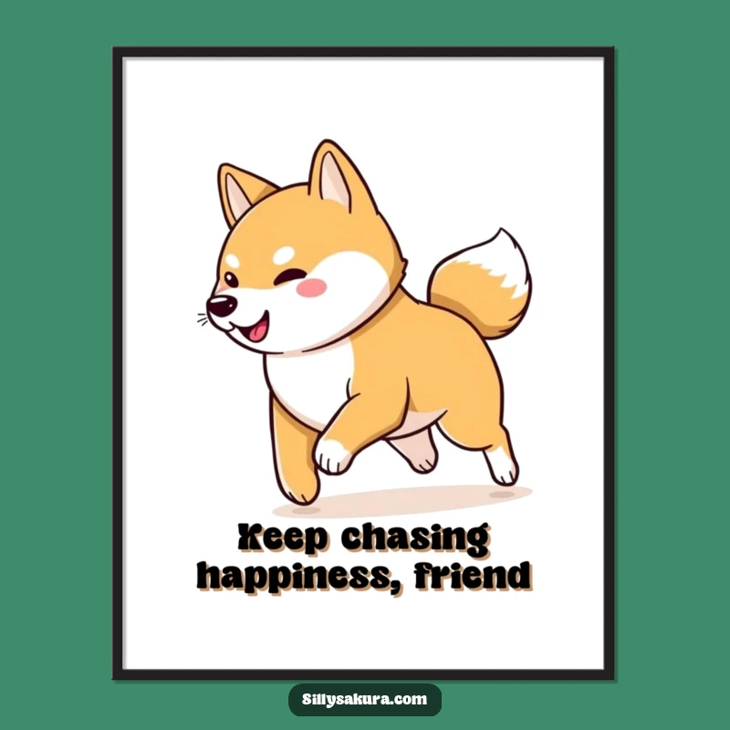 Funny Free Printable Wall Art: Shiba Inu's Playful Chase - Whimsical Decor