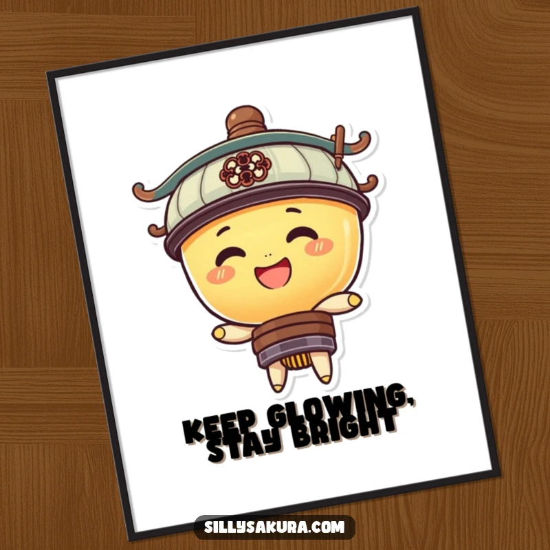 Funny Free Printable Wall Art depicting a joyful lantern character bobbing merrily, adding a whimsical touch.