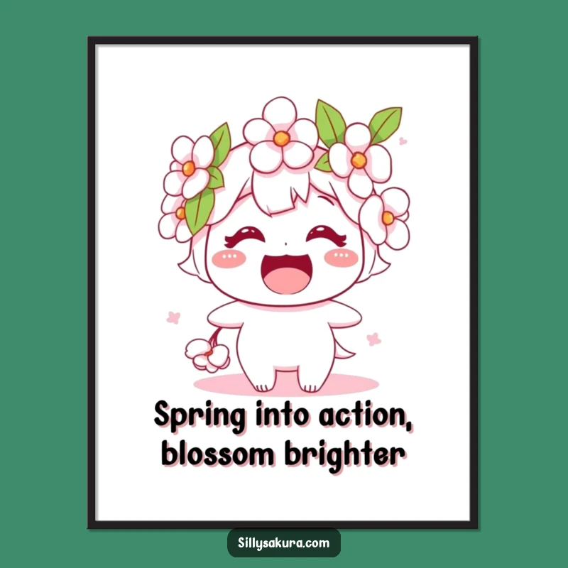 Free Printable Wall Art: Smiling Cherry Blossom, Funny Downloadable Decor Gift