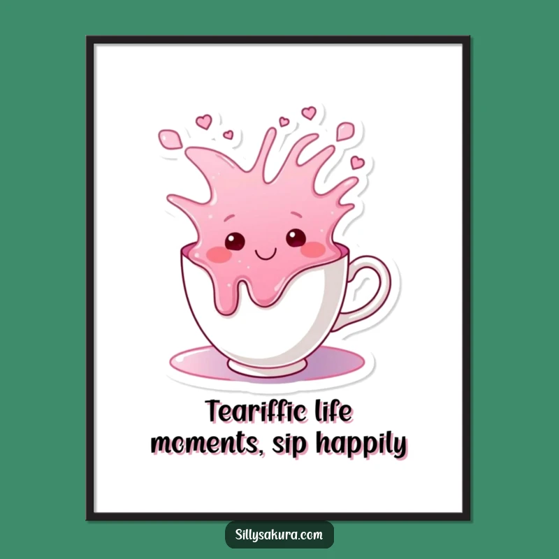 Funny Free Printable Wall Art: Overflowing Tea Cup - Downloadable Decor Gift!