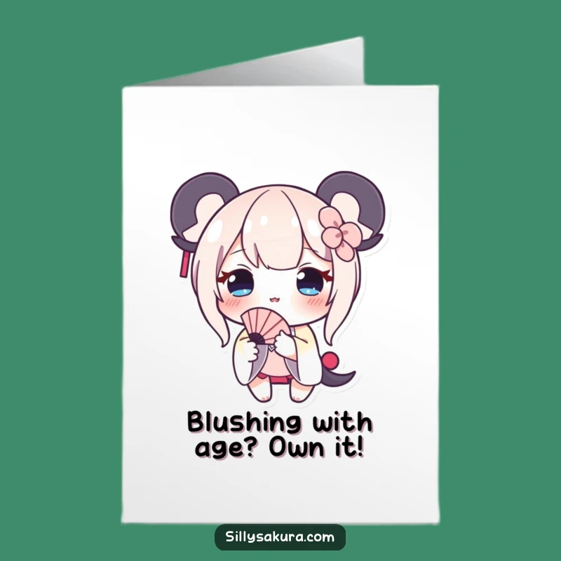 Free Printable Birthday Card: Shy Character Offers Fan for Funny Birthday Vibes