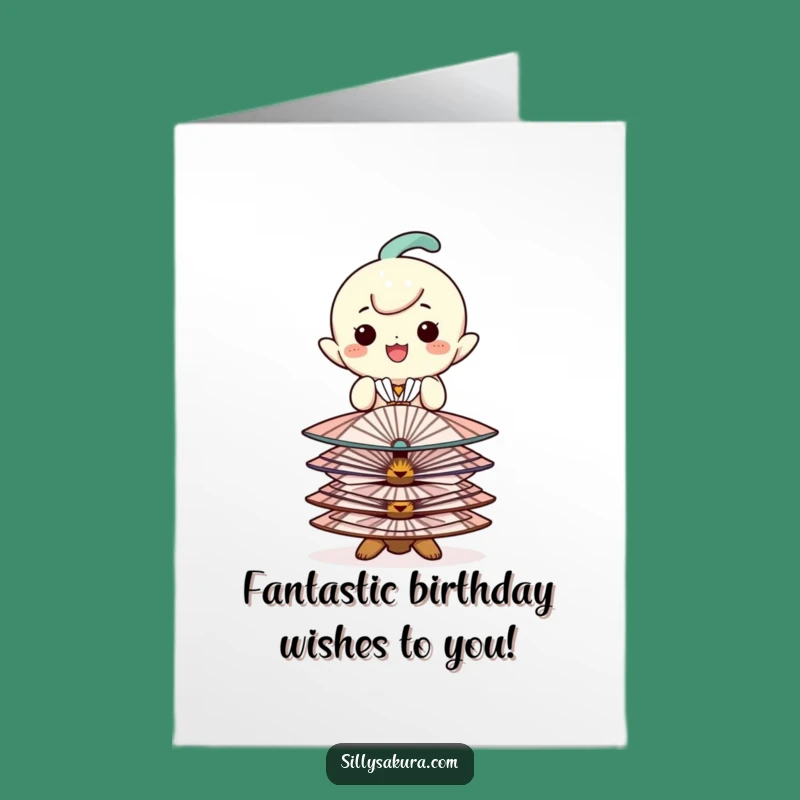 Free Printable Birthday Card: Fan Balance Character Funny Downloadable Gift