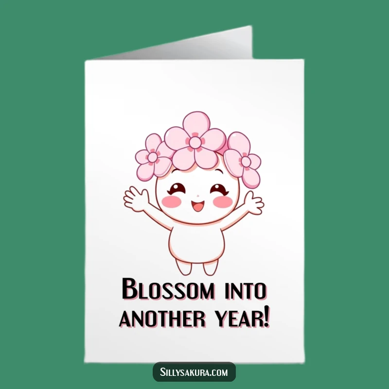 Free Printable Birthday Card: Cherry Blossom Wave Downloadable Gift